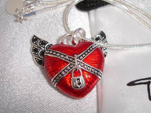 Fierce Looking " A Heart in Bondage" Silver Pendant and Chain