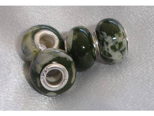 Elegant Moss Marble Murano Glass Bead fits European Style Bracelet/Necklace