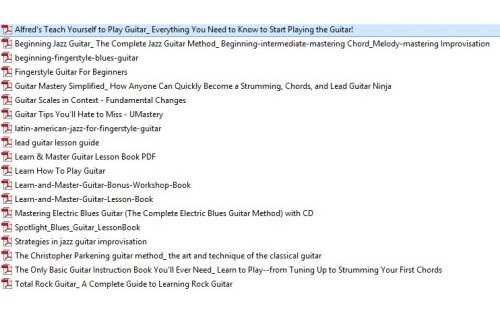 20 e- books from beginner to advanced on how to play guitar