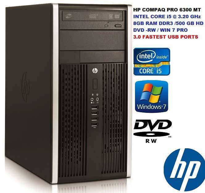 HP COMPAQ PRO 6300 MT DESKTOP PC CORE i5 @ 3.20GHz, 8GB RAM, 500GB HD,DVD-RW, LICENSED WIN 7 PRO ETC