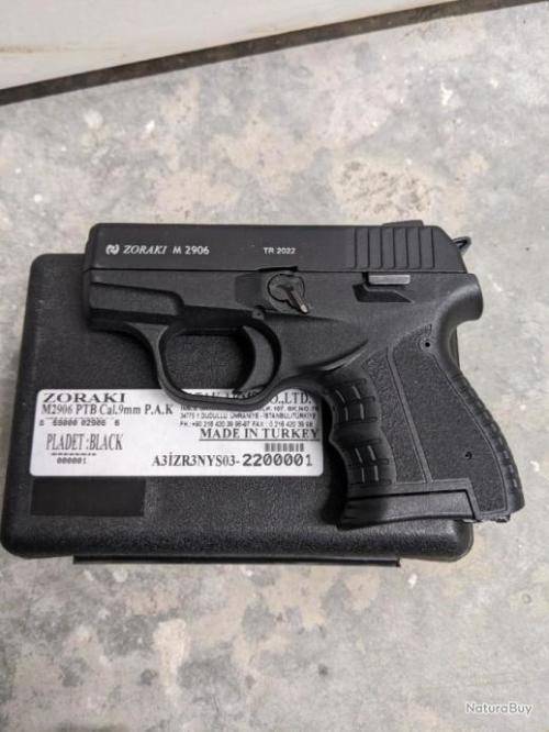 9mm Blanks Gun - ZORAKI 2906- 9mm Pepper Firing Hand Gun ONLY - Pocket Gun