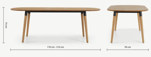 Edelweiss 6-8 Seat Oval Extending Dining Table- Oak