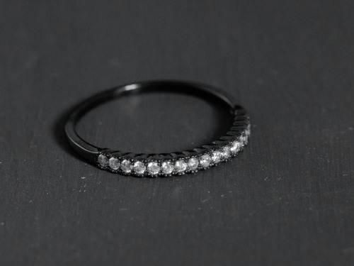 Blackened Solid Sterling Silver (.925) With White Stones