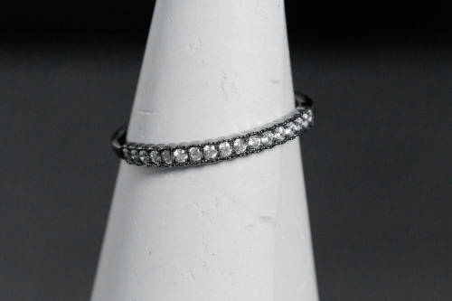Blackened Solid Sterling Silver (.925) With White Stones