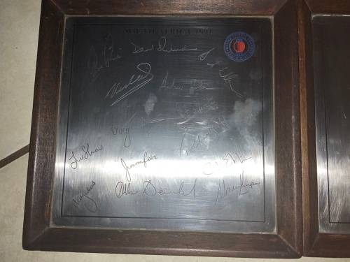 SA Cricket 1991 signed team plaque SA vs India  First international