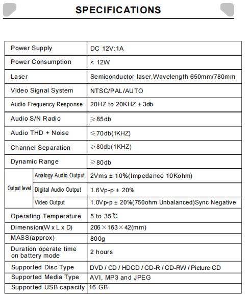 Portable DVD Player 7` TEAC DVP705