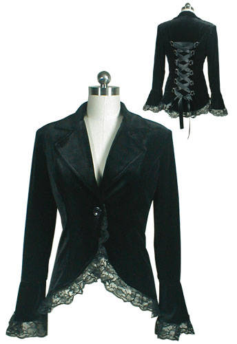 Gothic Lace Trim Corset Velvet Jacket - SA Size 38 Only
