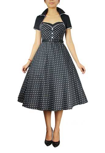 Retro Flare Polka-dot Dress - Size 44 Only