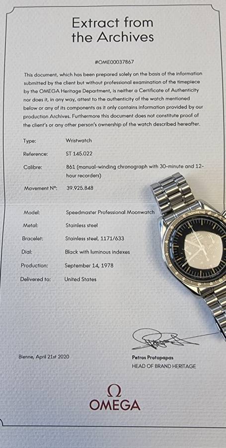 Omega Speedmaster Professional Moonwatch ST 145.022