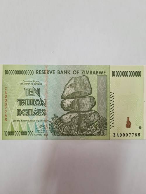 Reserve Bank of Zimbabwe 10 Trillion Dollars UNC