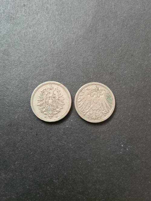2 X Deutsches Reich 5 Pfennig 1876 and 1912