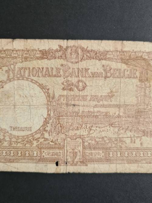 Belgium 20 Francs Filler Note 25/10/1941 - as per photograph