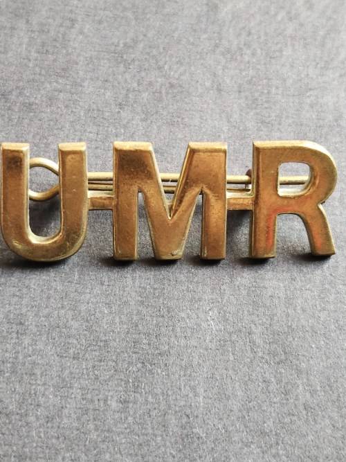 Umvoti Mounted Rifles Shoulder Title - as per photograph