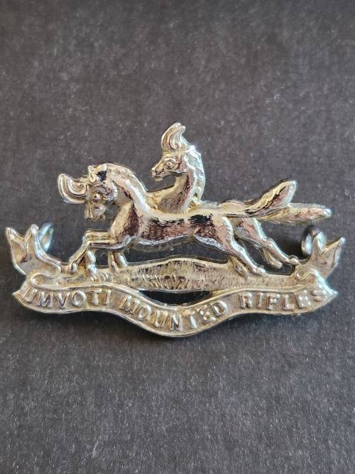 Umvoti Mounted Rifles Cap Badge (white metal) - as per photograph