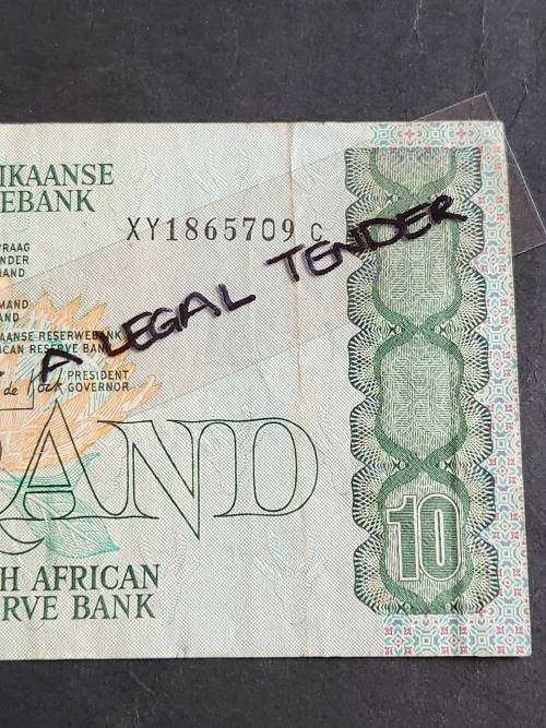 GPC de Kock Ten Rand Replacement Note 1990 XY - as per photograph