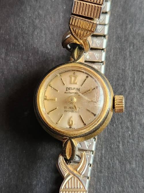 Vintage Ladies Delfin Automatic 21 Jewels Inca Block Swiss made Wrist Watch - as per photograph