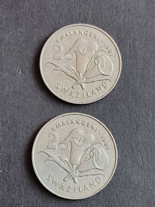 2 x Swaziland 2 Elangeni 1981 - as per photograph