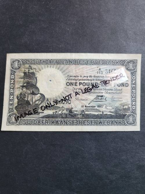 J Postmus One Pound E/A 10 November 1941 VF - as per photograph