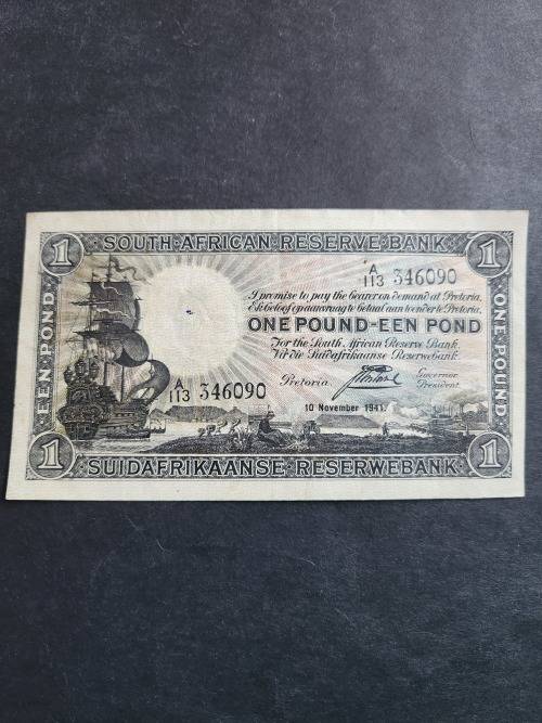 J Postmus One Pound E/A 10 November 1941 VF - as per photograph