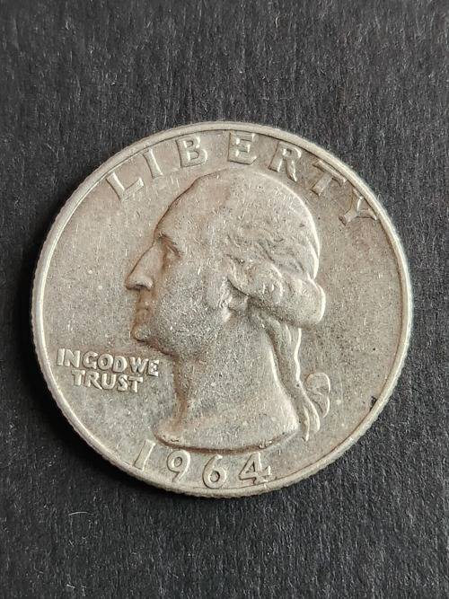 USA 1/4 Dollar 1964D Silver - as per photograph