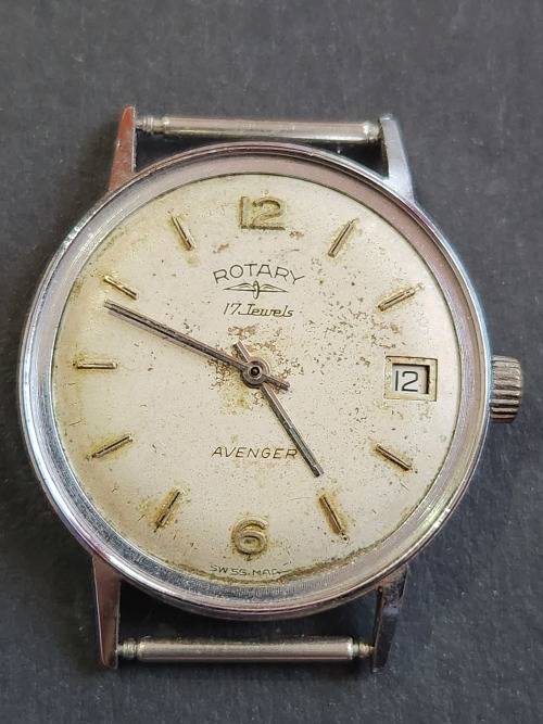 Vintage Men`s Rotary 17 Jewels Avenger Mechanical Wrist Watch (not working) - as per photograph