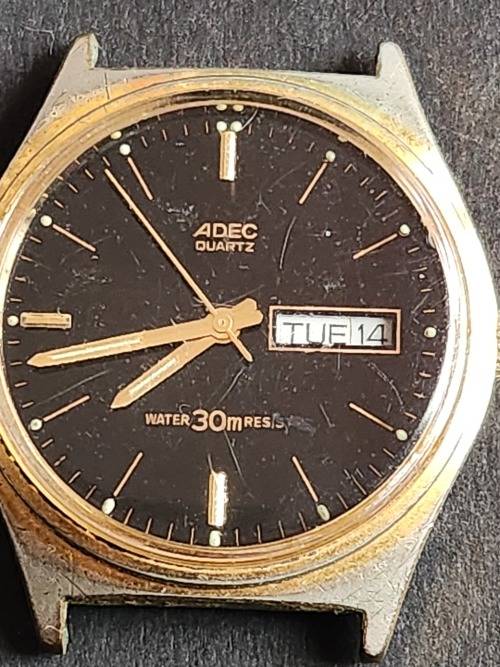 Vintage Adec Quartz movement Water Resistant Wrist Watch (not working) - as per photograph