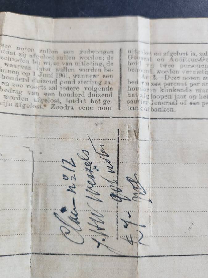 ZAR Governments Noot Een Pond Pietersburg signed 1/4/1901 (204mm x 115mm) tears/folds - as per photo