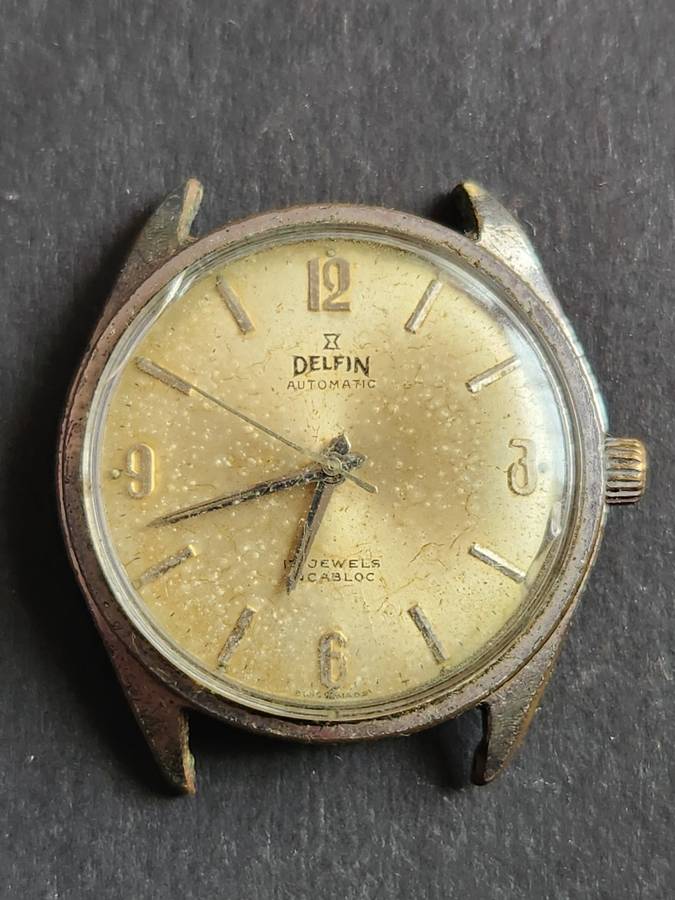 Vintage Men`s Delfin Automatic 17 Jewels Incablock Mechanical Watch (not working) - as per photogra