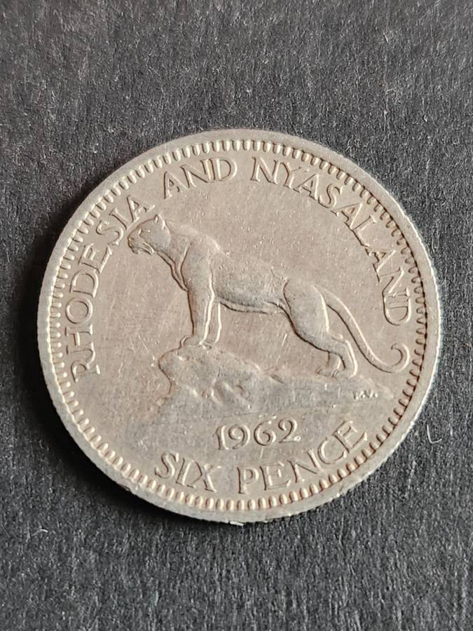 Rhodesia and Nysaland Sixpence 1962 - as per photograph
