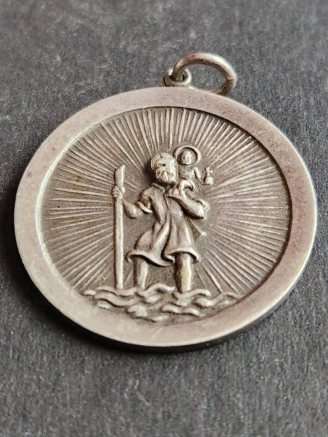 Sterling Silver Saint Christopher Pendant 8.4 grams - as per photograph