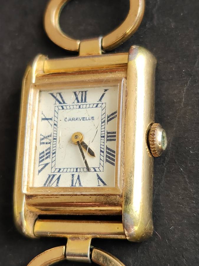 Vintage Caravelle 7 Jewels Gold Plated Ladies Watch (not working) - as per photograph