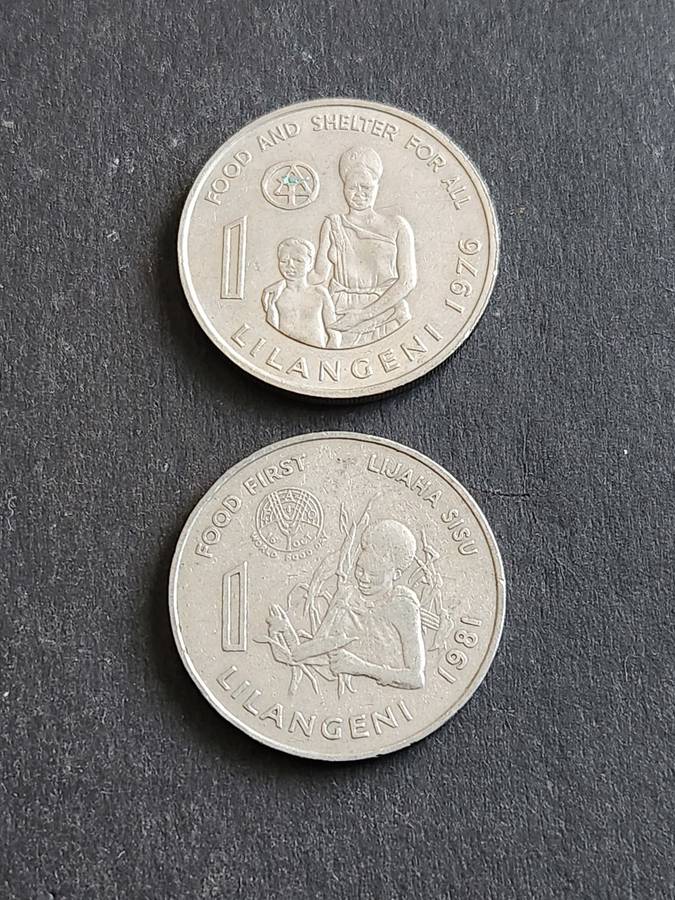 2 x Swaziland 1 Lilangeni 1976/1981 - as per photograph