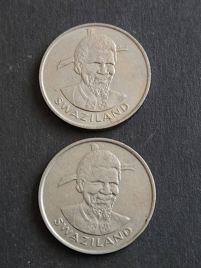 2 x Swaziland 1 Lilangeni 1976/1981 - as per photograph