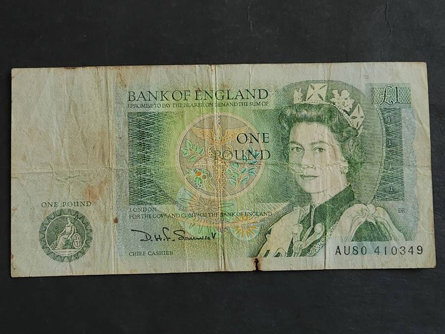 Bank of England One Pound QEII Filler Note (tears)- as per photograph