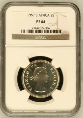 1957 2 SHILLING GRADED PF64 - 1 OF ONLY 5 GRADED PF64 BY NGC