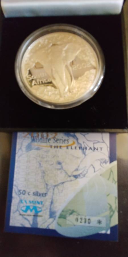 2002 SILVER PROOF 50c WILD LIFE SERIES - THE ELEPHANT