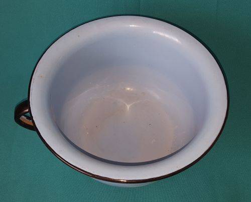 VINTAGE ENAMEL BLUE CHAMBER POT
