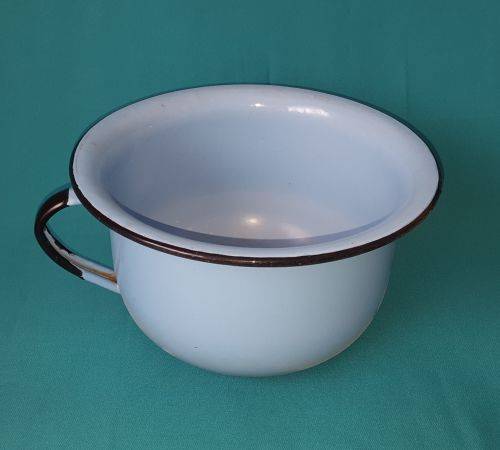 VINTAGE ENAMEL BLUE CHAMBER POT