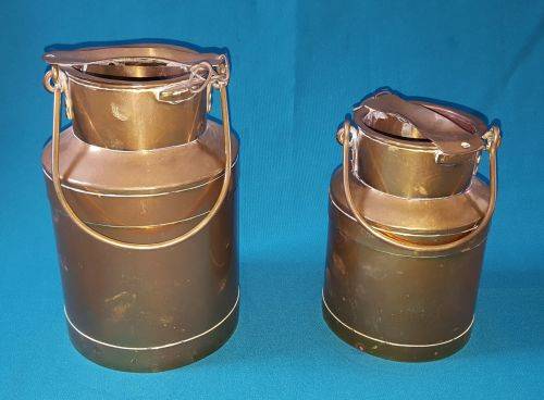 2 VINTAGE BRASS MILK CANS