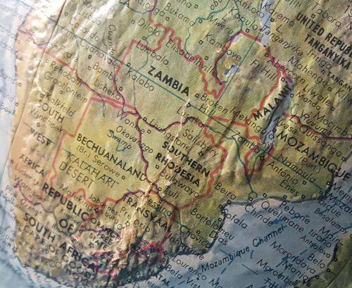 OLD REPLOGLE WORLD GLOBE, DEPICTING SOUTHERN RHODESIA ETC.