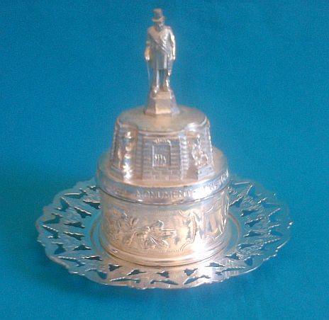 OLD SILVER PLATED PAUL KRUGER MONUMENT JEWELLERY BOX
