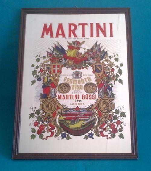 NICE "MARTINI" BAR/ ADVERTISING MIRROR IN WOODEN FRAME