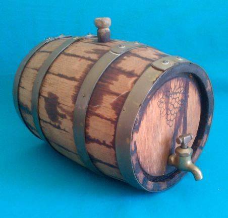 *OLD WOODEN BARREL WITH BRASS TAP*