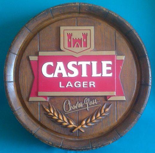 LARGE WOODEN BARREL BAR SIGN (CASTLE LAGER)