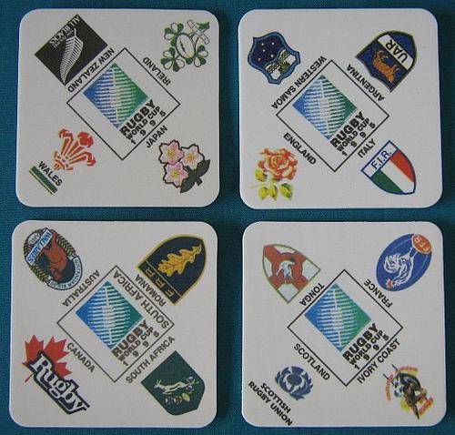 SET OF 4 RUGBY WORLD CUP 1995 COASTERS