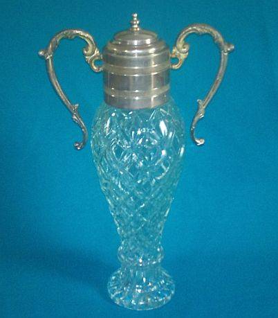 OLD CUT GLASS & SILVER PLATED JAR/ VASE WITH LID>>>STUNNING!
