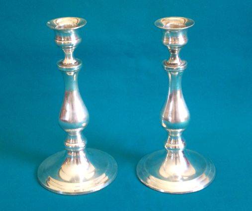 LOVELY PAIR OF HEAVY SILVER PLATED CANDLE STICKS