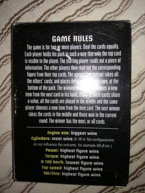 Card Games Collectors` Performance Cars