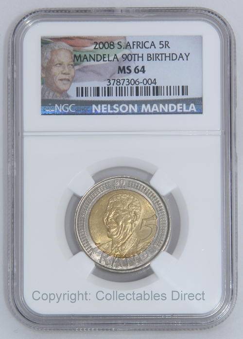***NEW LABEL***Nelson Mandela 90th Birthday R5***NGC - MS64***COMPLETE YOUR COLLECTION**