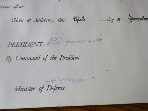RHODESIAN DEFENCE FORCES OFFICERS COMMISSION, NAMED WITH RHODESIAN SEAL - 1979 - UNCOMMON